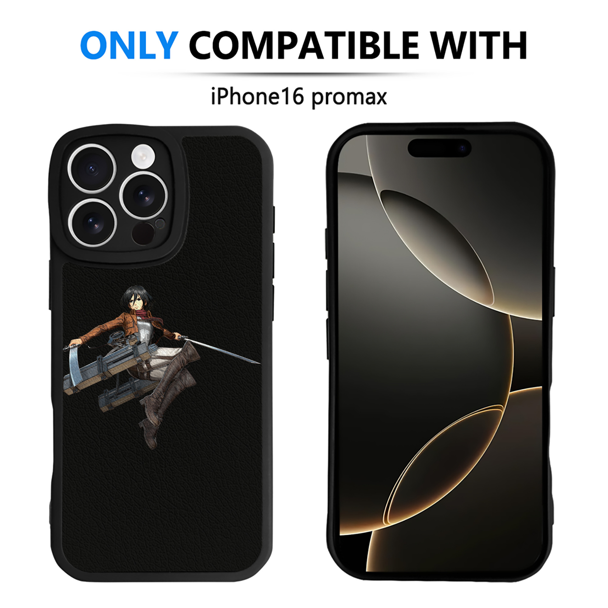 （画像用） 進撃の巨人 ミカサ·アッカーマン Attack on Titan Mikasa Ackerman 【iPhone 16シリーズ対応】シリコンスマホケース（レザー調） 材質：シリコン
